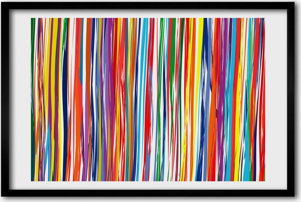 Bild 60x40 MDF-Rahmen, Wandkunst bunte Streifen