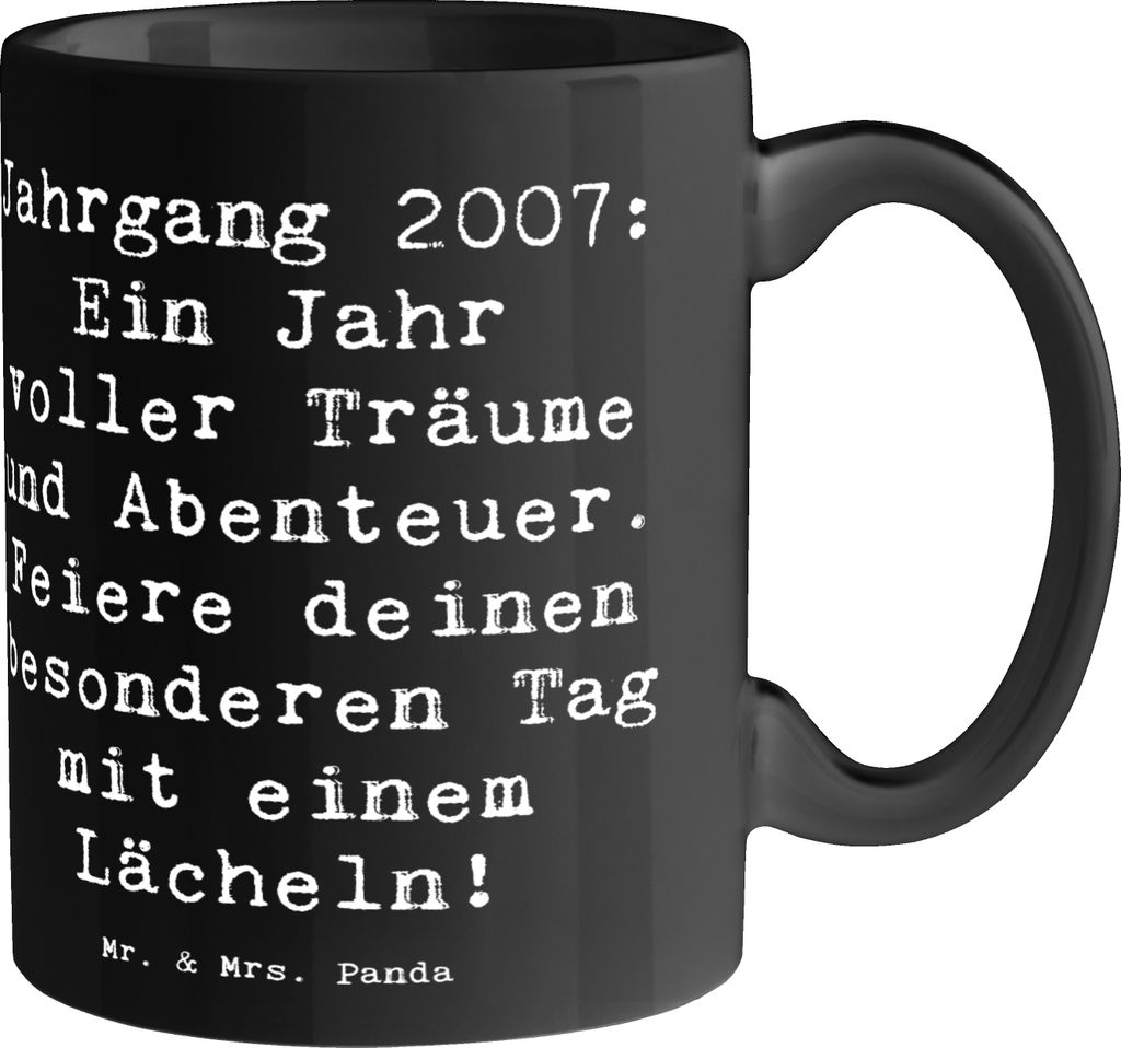 Mr. & Mrs. Panda Kaffeebecher Spruch 2007 Geburtstag - Schwarz - Geschenk, Alter, Tasse, Erinnerungen, Geburtstagsgeschenk, Happy Birthday, Pott, B...