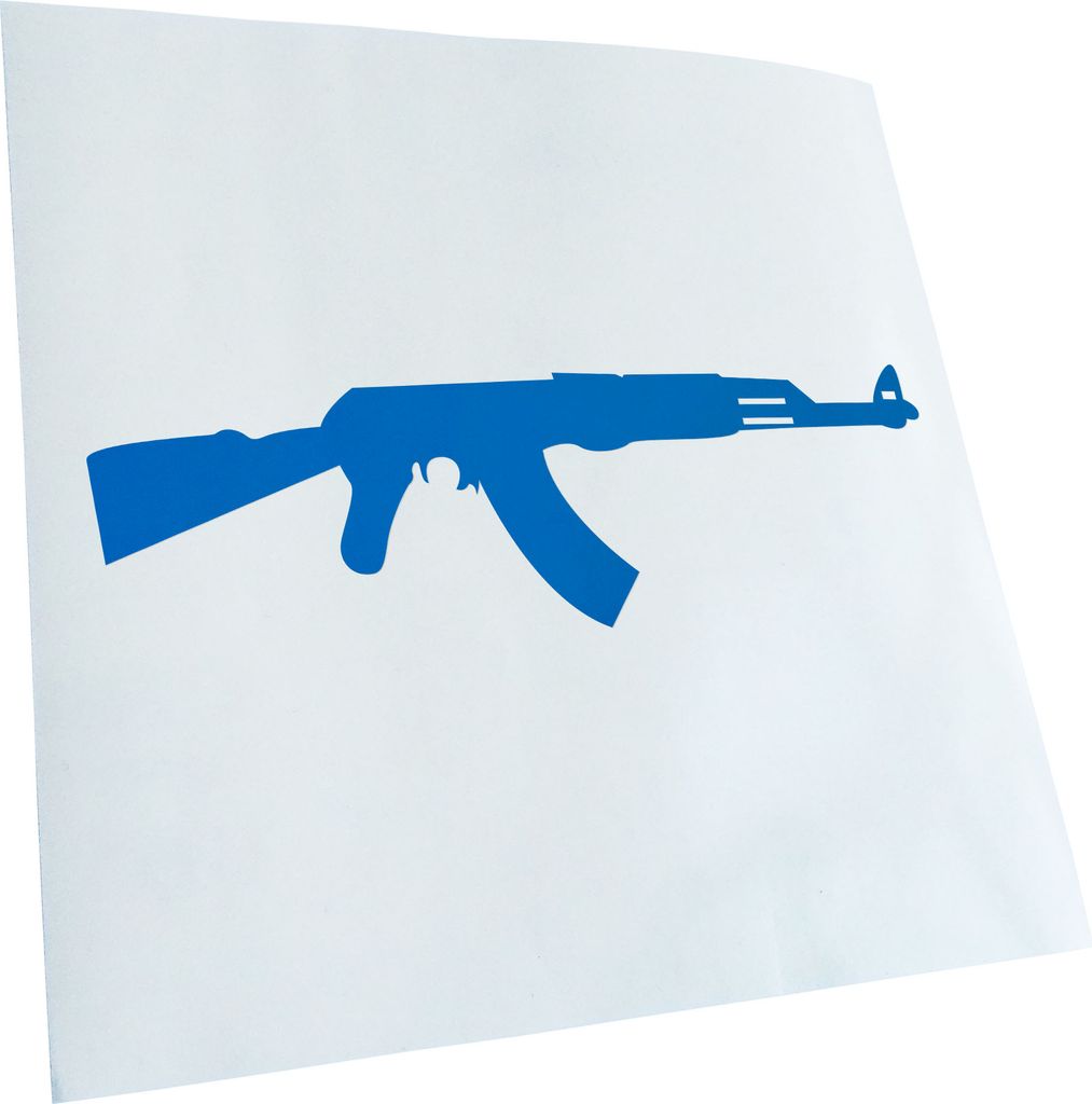 Kiwistar - Autoaufkleber - azurblau - 40 x 12 cm - AK 47 Kalaschnikow - Heckscheibenaufkleber - Aufkleber für Auto Kfz Fahrrad, LKW, Truck Mofa