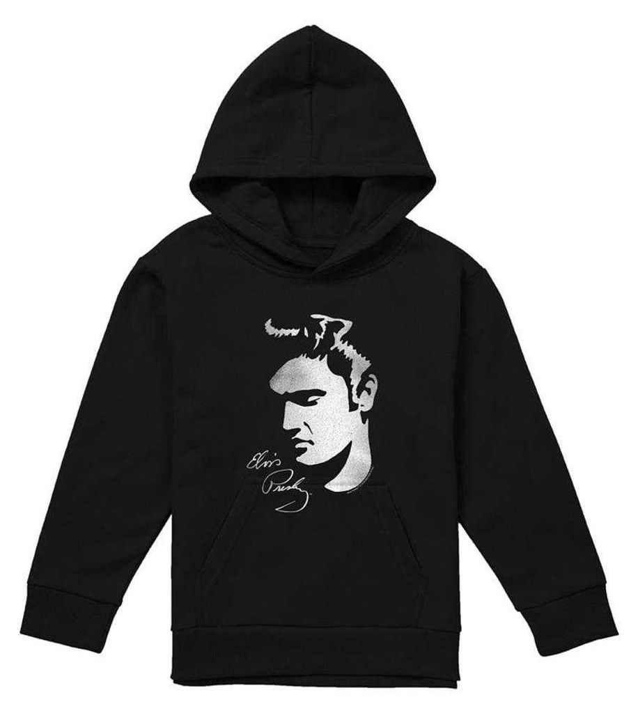 Elvis Presley - "Simple Face" Kapuzenpullover für Kinder TV33800 (116) (Schwarz)