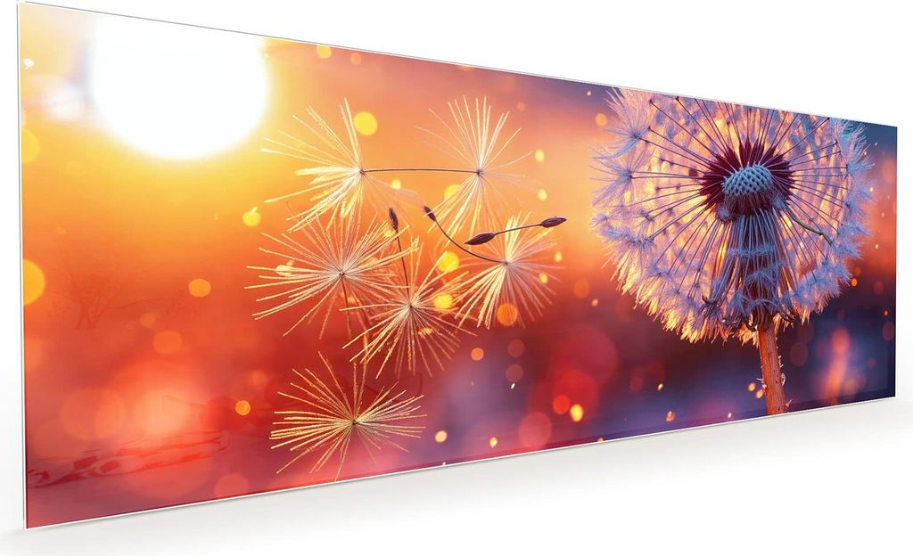 Küchenrückwand Spritzschutz Glas mit Motiv Pusteblume Sonnenuntergang 40 x 40 cm