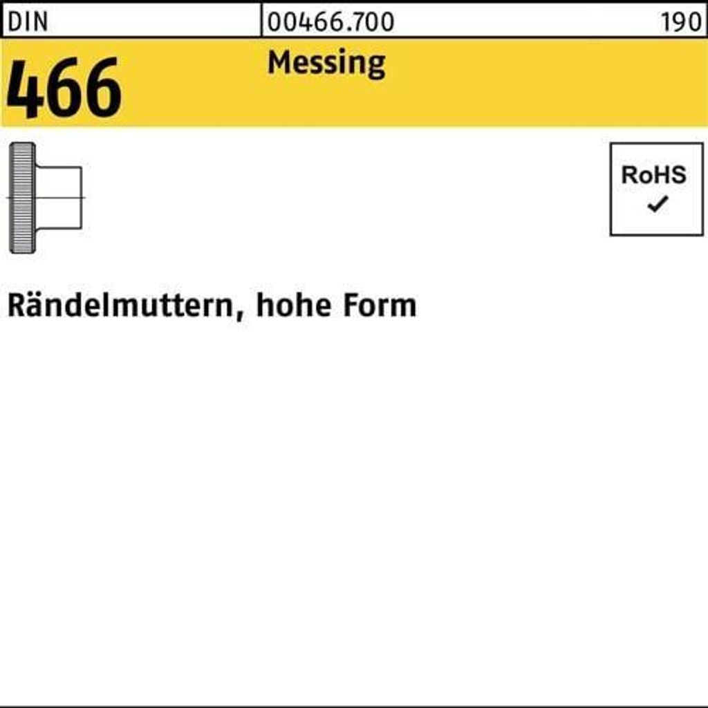 Reyher  Rändelmuttern DIN 466 Messing M 8 Ms (25 Stück) Produktbild 