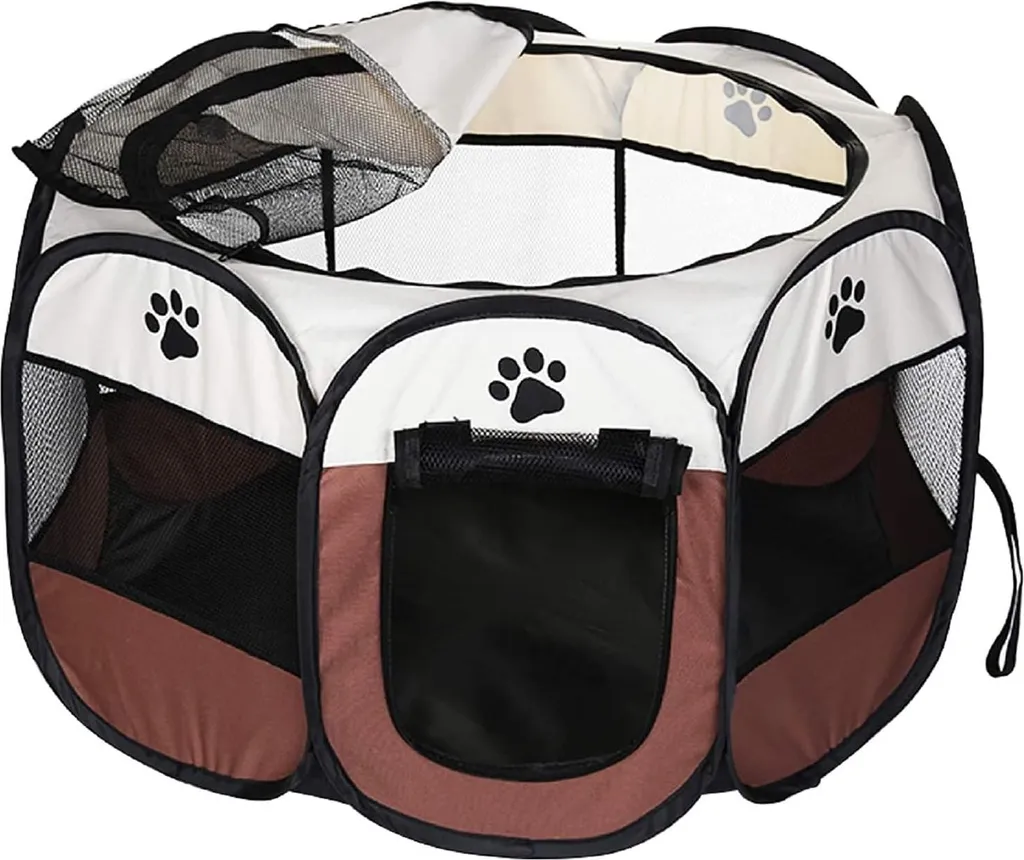 Caisse pliable pour animaux en tissu Oxford 600D Marron - Taille L