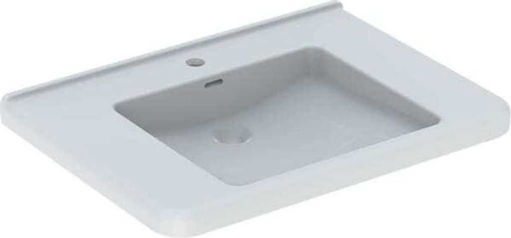 Geberit Waschtisch Square RENOVA COMFORT 750 x 550 mm, barrierefrei, mit Hahnloch, mit Überlauf weiß