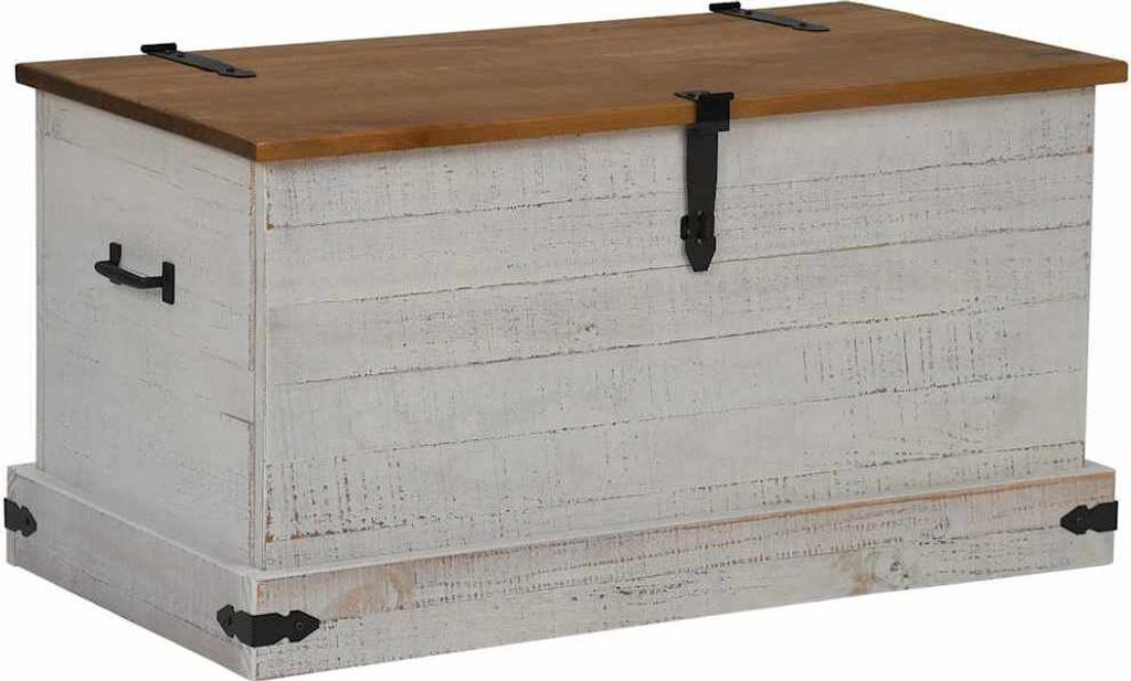vidaXL Cassapanca HALDEN Bianco 91x48x47 cm in legno di Immagine del prodotto 