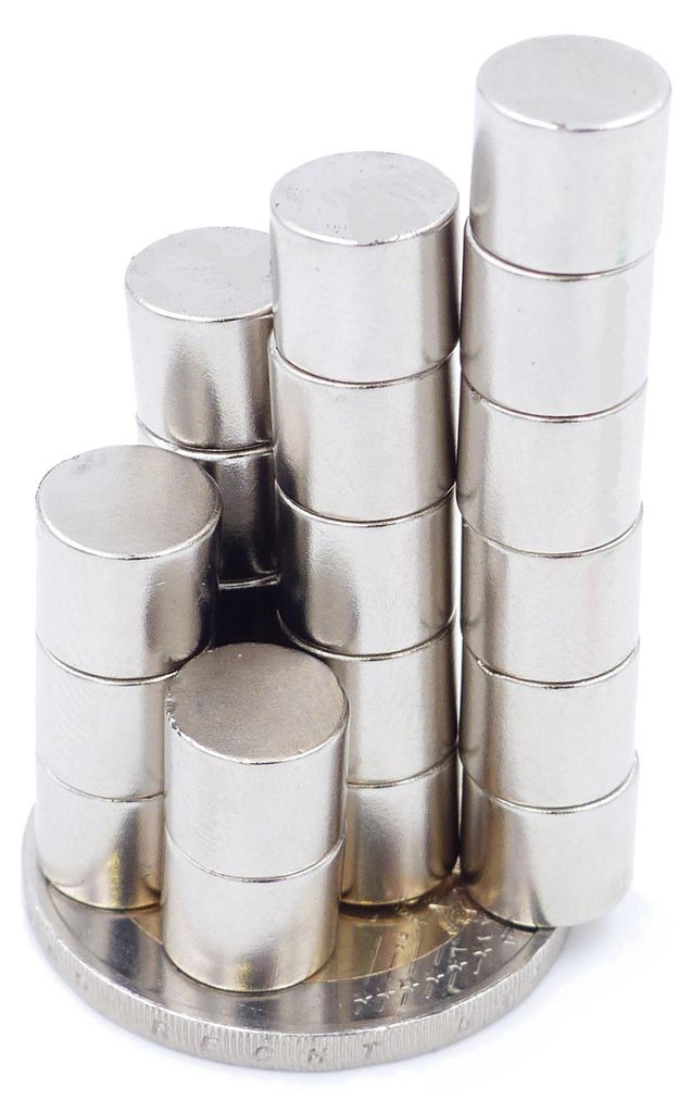 Brudazon | 10 Scheibenmagnete 8x7 mm | N52 Klasse Neodym Magnete | Modellbau