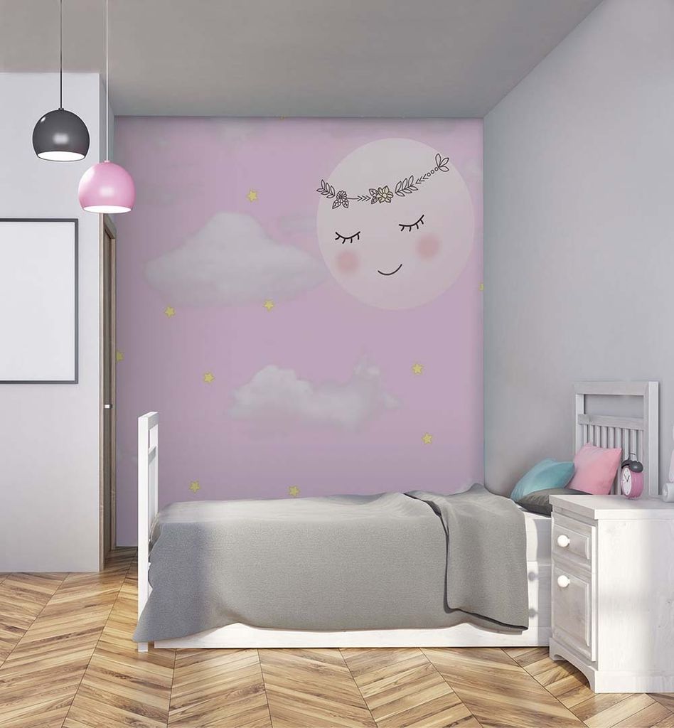 Fototapete Mond Pink, Material:Premium Vlies 150g/qm, Größe Tapete:390 x 260cm