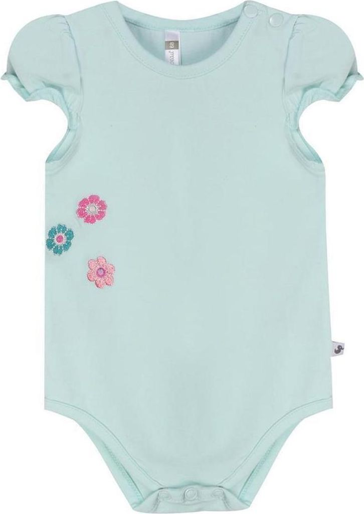 Ducky Beau Baby Body Blümchen türkis 86