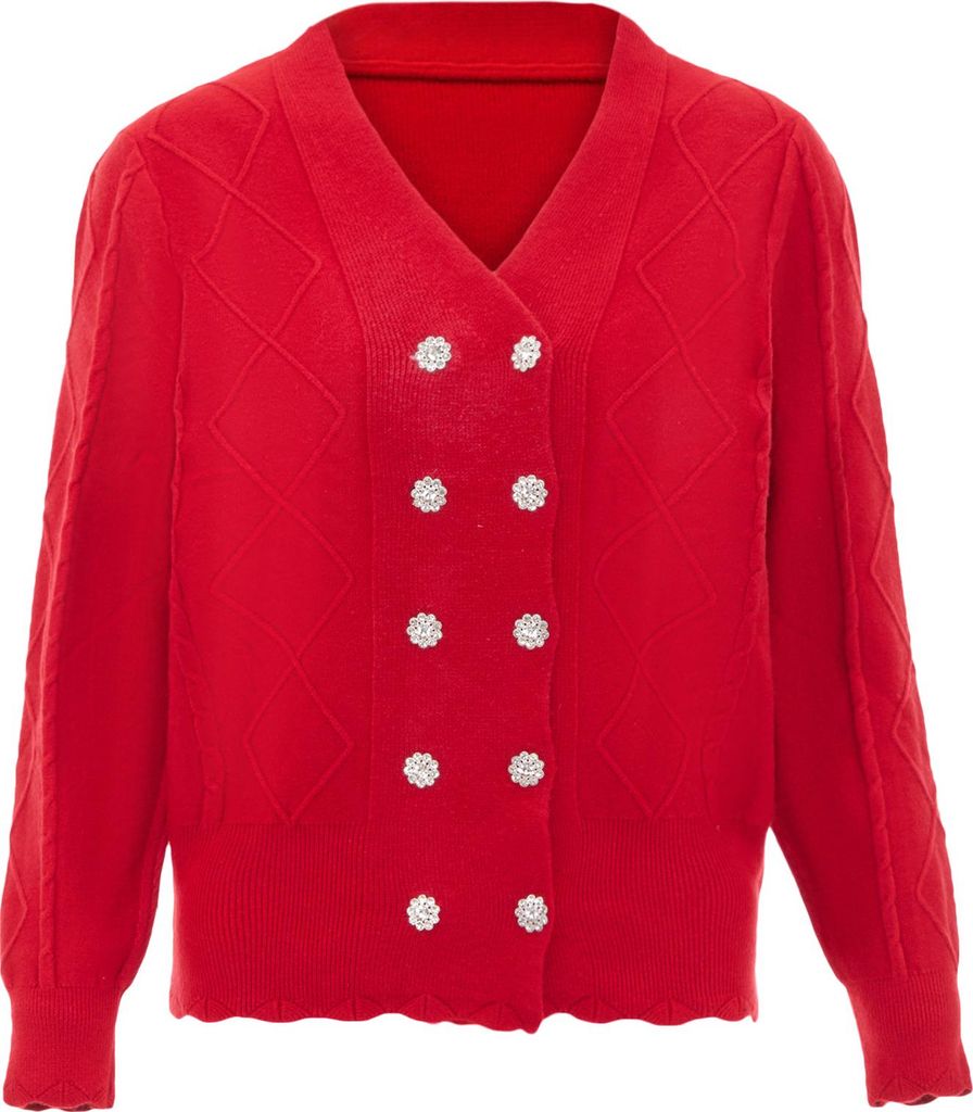 carato damen strickjacke - rot, XS/S