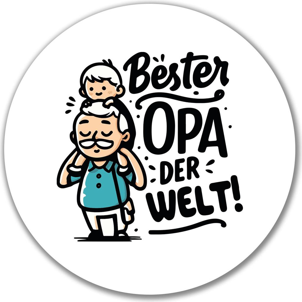 Huuraa Aufkleber Bester Opa der Welt 10cm rund Sticker Geschenkidee