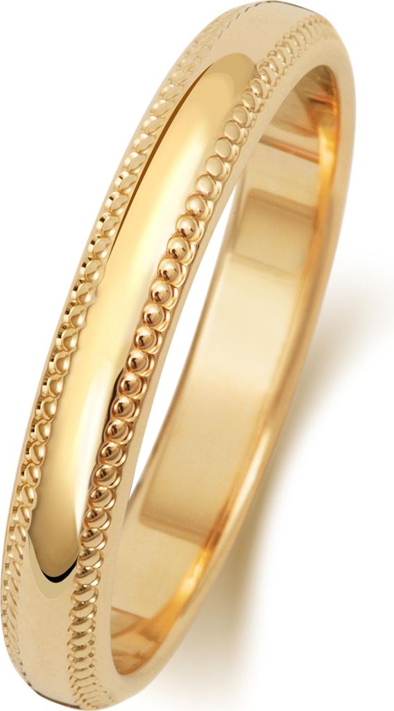 18 Karat (750) Gold 3mm D-Form Milgrain Herren/Damen - Trauring/Ehering/Hochzeitsring, 67 (21.3); TRS1881018KYRSX