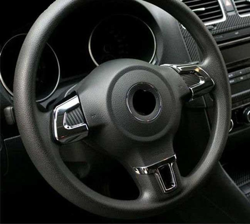 ALU Lenkrad Abdeckung Blenden Clip Chrom Carbon für VW Golf Produktbild 