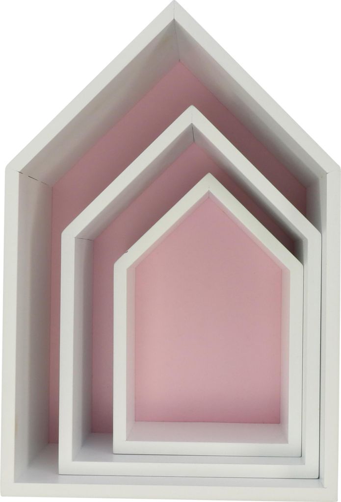 Puckdaddy Hausregal Elise in Rosa 3er Set dekorative Regale Produktbild 