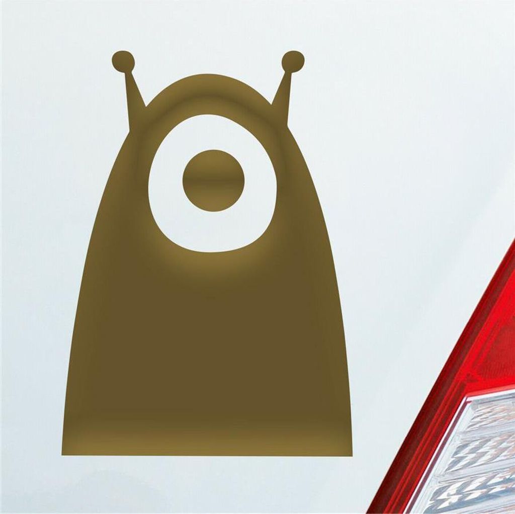 Auto Aufkleber Alien Außerirdischer Monster All Comic 10x7 cm Gold Sticker Heckscheibenaufkleber