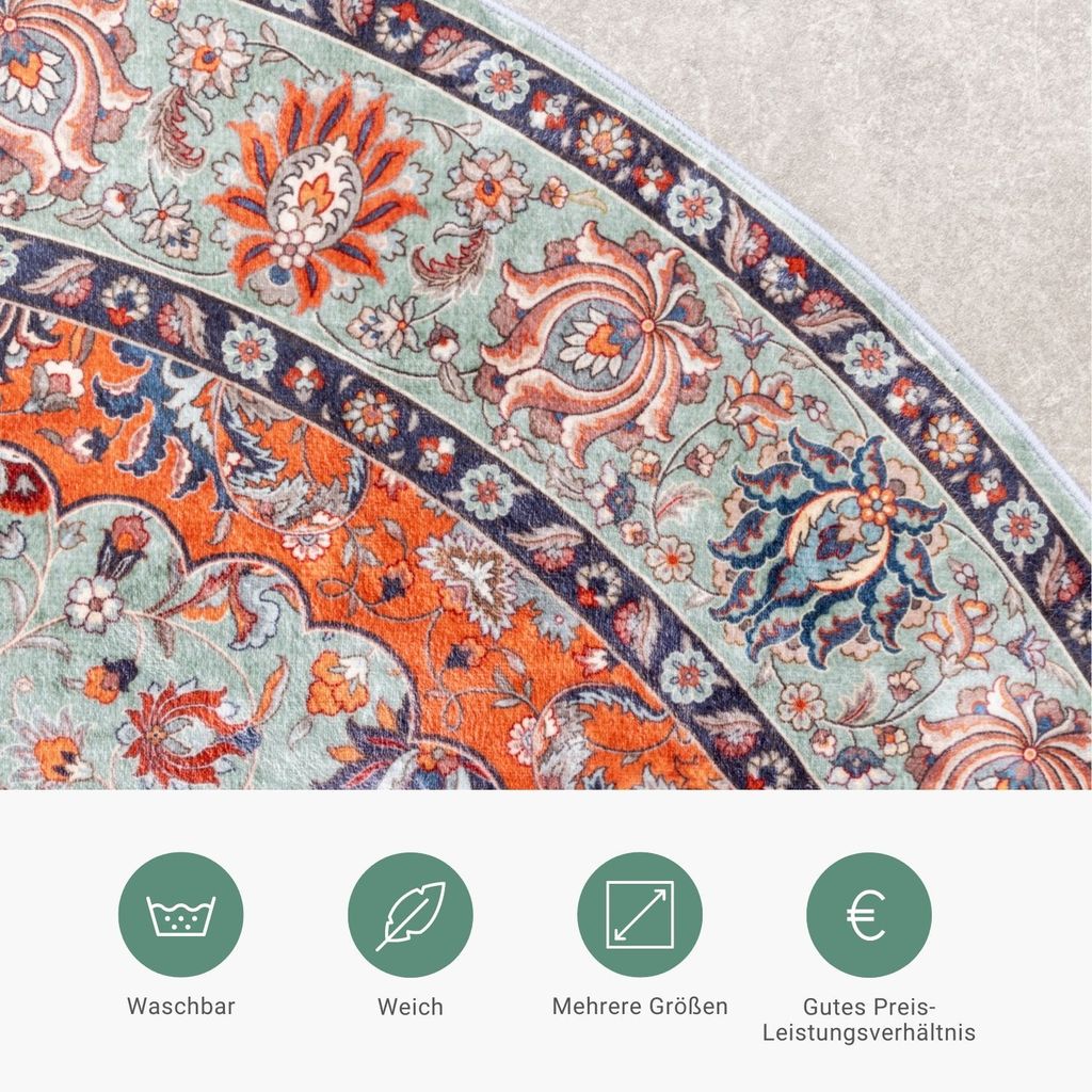 Teppich Vintage Rund - Imagine Medaillon Grün - Ø 160cm - Produktbild 4