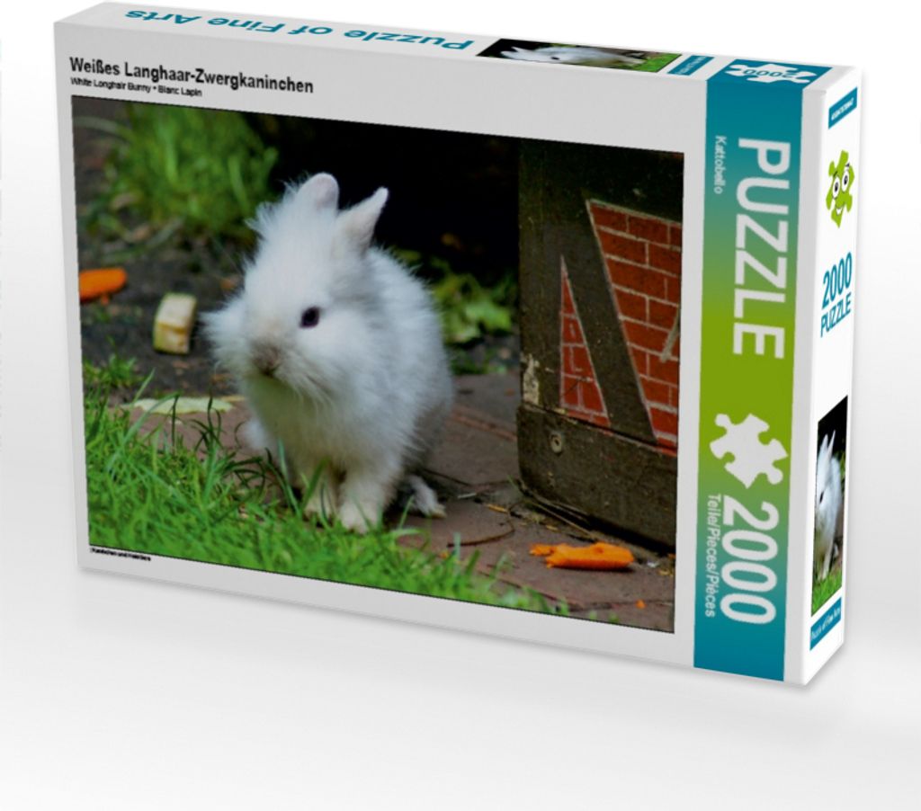 CALVENDO Puzzle Weißes Langhaar-Zwergkaninchen | 2000 Teile Lege-Größe 90x67cm Foto-Puzzle für glückliche Stunden