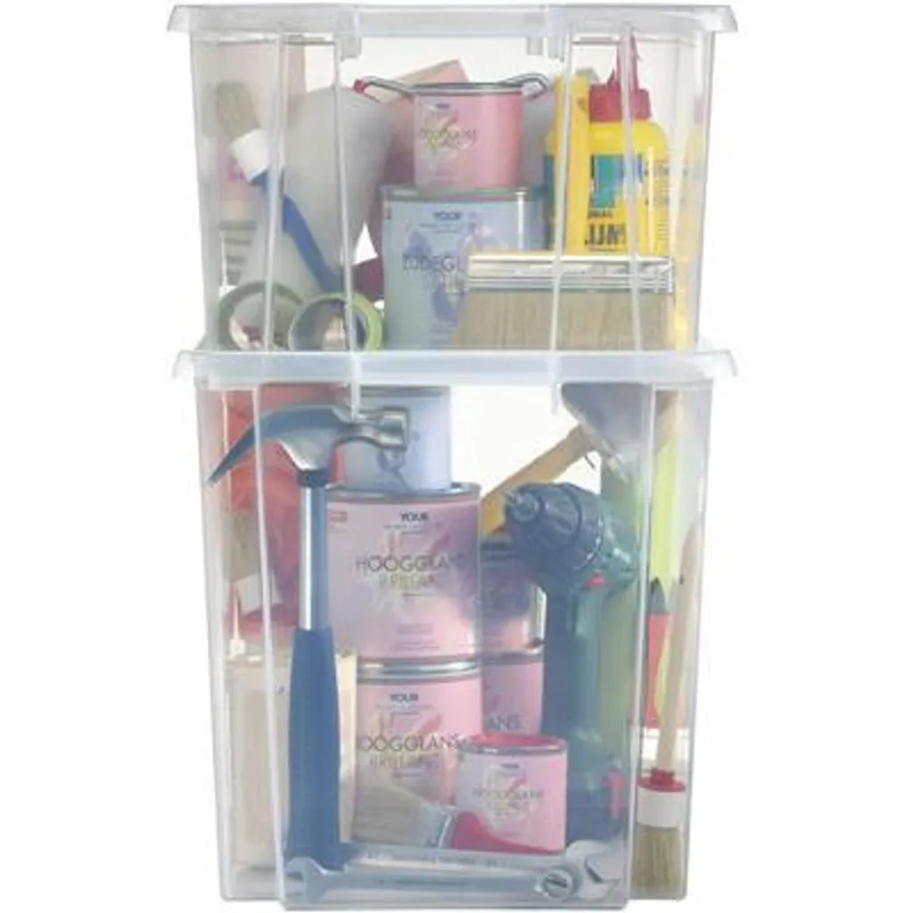 Sunware Boîte de Rangement Nesta 45L Transparente - Plastique Empilable