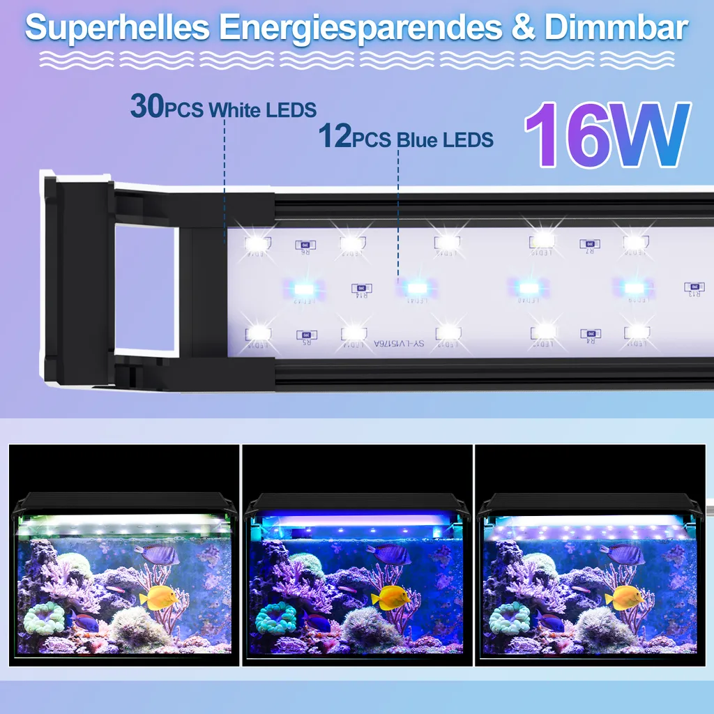 Éclairage Aquarium LED 45cm à 60cm Spectre Complet pour Eau Douce - 3