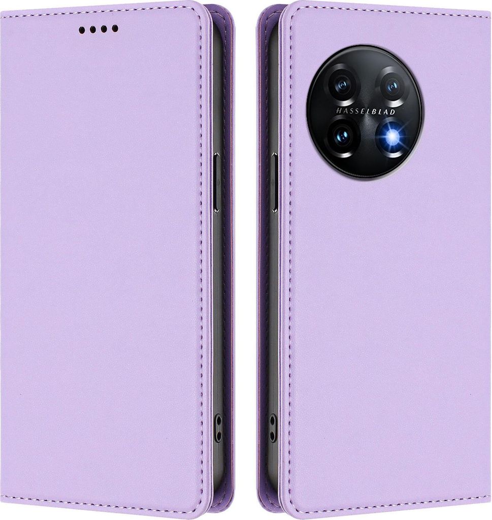 Handyhülle für OnePlus 11, Kunstleder Klapphülle Stoßfeste Magnetische Hülle mit Ständer Violett