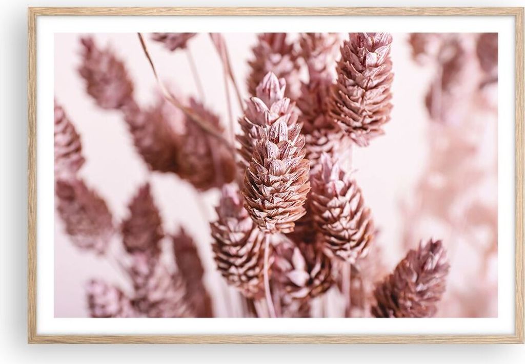 Gerahmtes Poster - Rahmen in heller Eiche - Getrocknet Blume Eco - 91,5x61 cm - Wand Bild - Wanddeko - Wandbilder - Kunstposter - Wandposter - Bild...