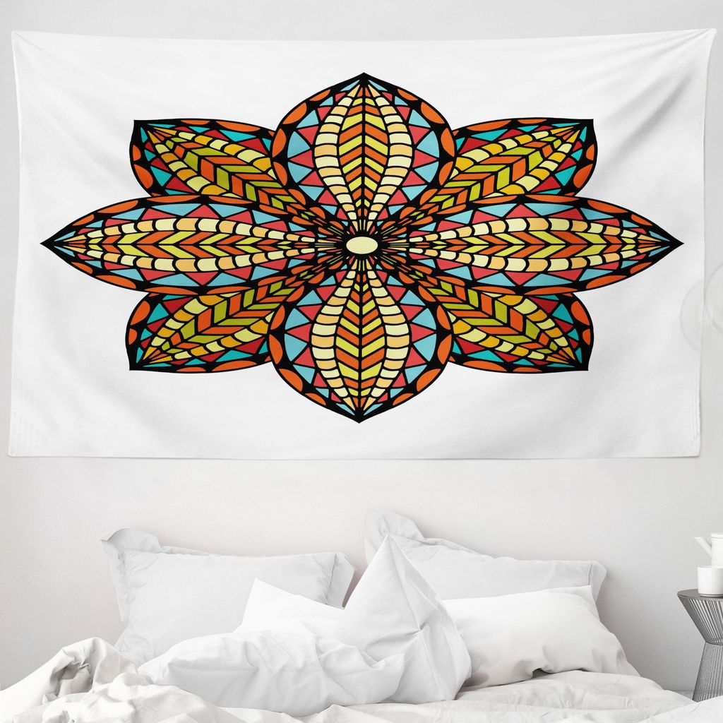 ABAKUHAUS Mandala Wandteppich, Bunte Blumen aus Weiches Mikrofaser Stoff Waschbar ohne Verblassen Digitaldruck, 230 x 140 cm, Mehrfarbig
