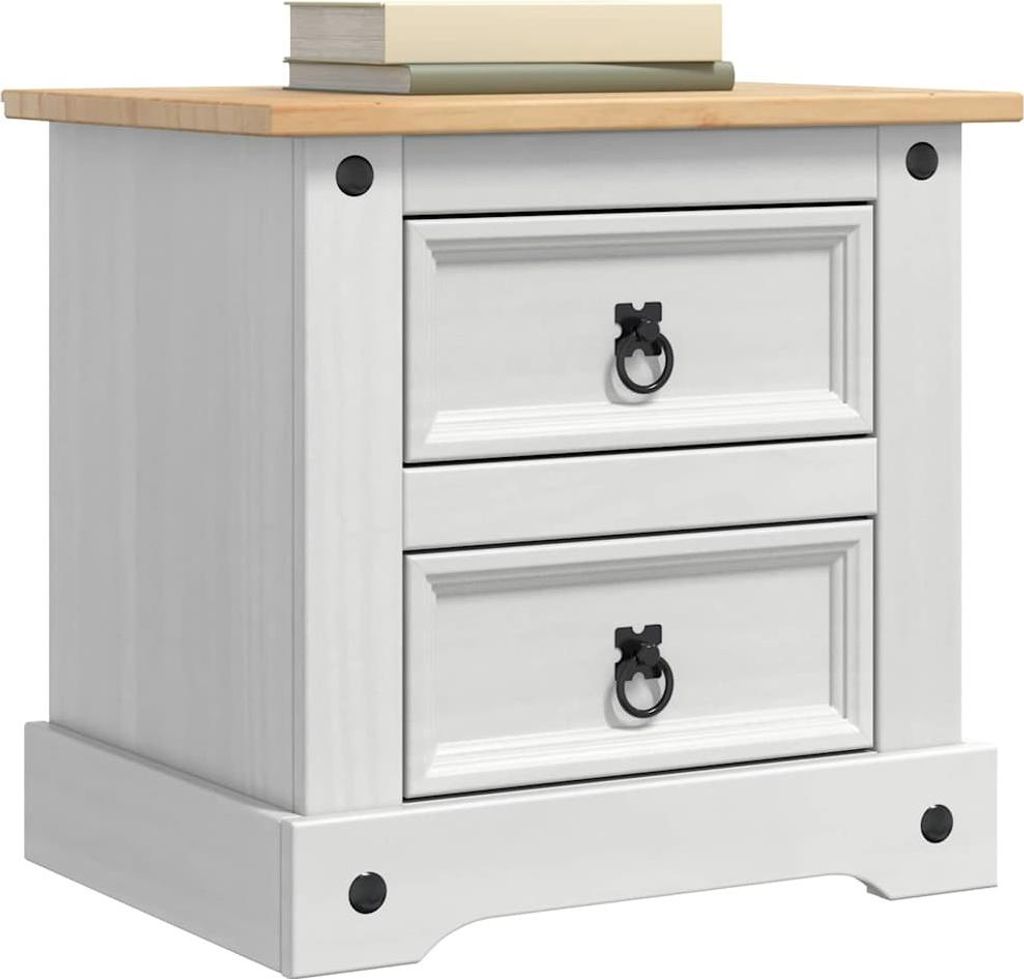 Table de chevet Corona de vidaXL, blanche, 53 x 39 x 47 cm, Image du produit 