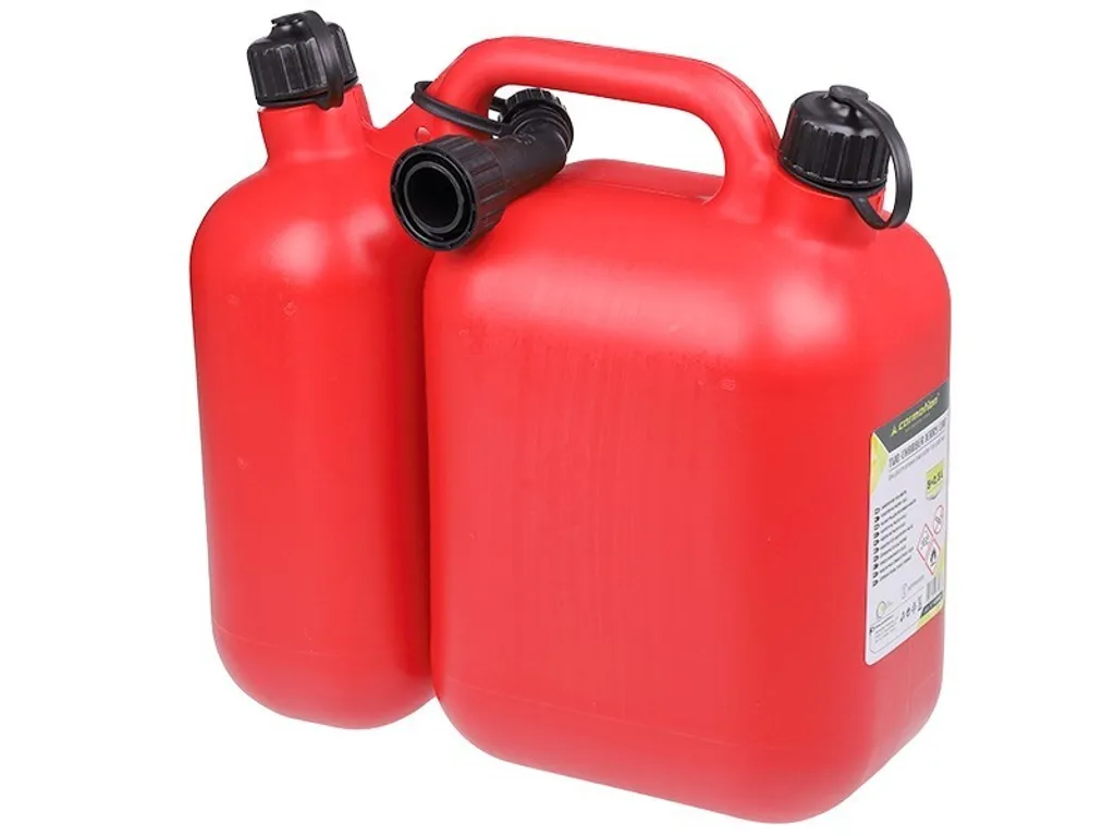 Tanica carburante/olio a due camere, 5 + 2,5L