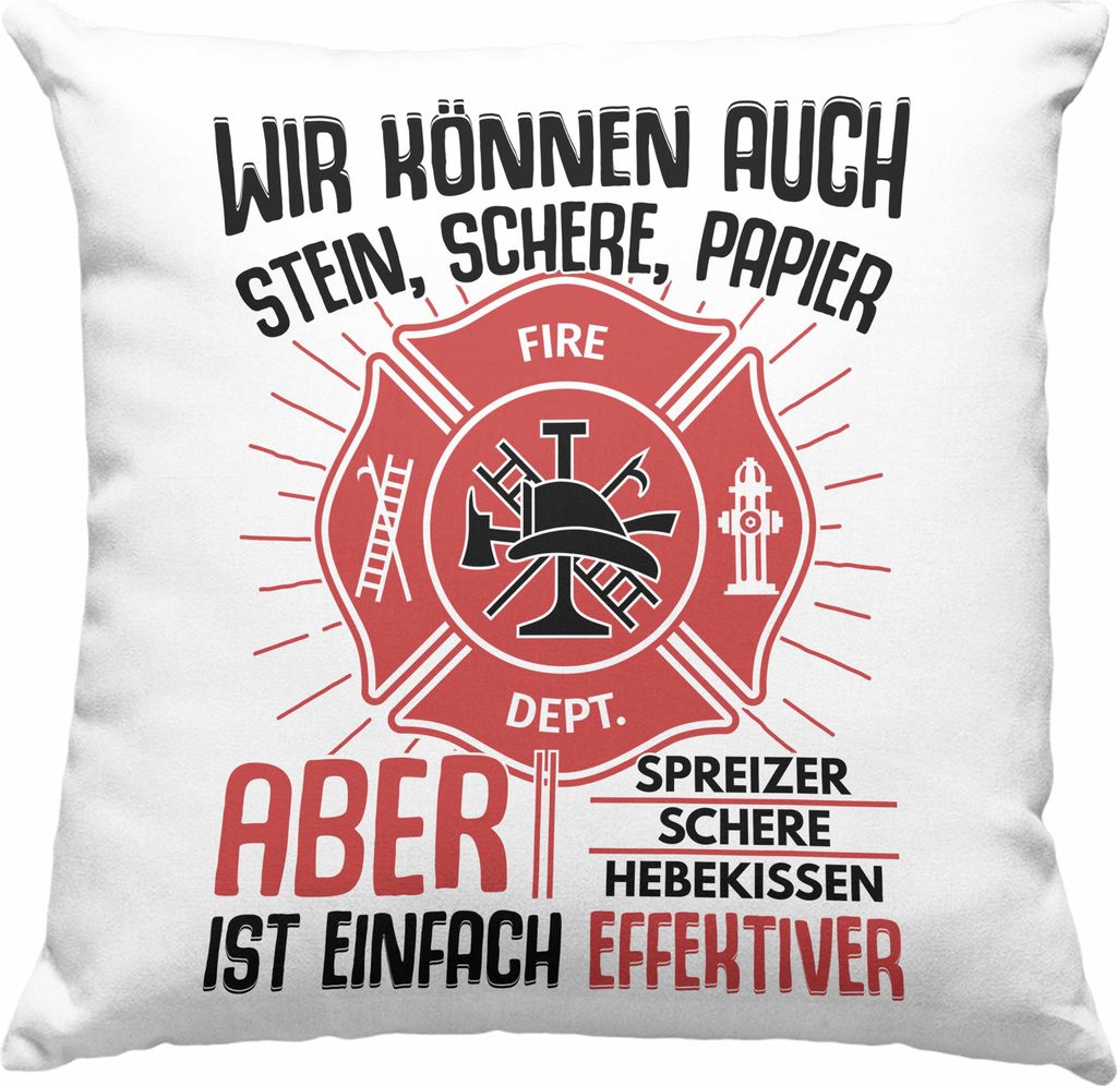 Trendation - Feuerwehr Deko-Kissen mit Füllung 40x40 Geschenke Zubehör Lustig Einsatz Geburtstag Spruch Mann Fire (Rosa)