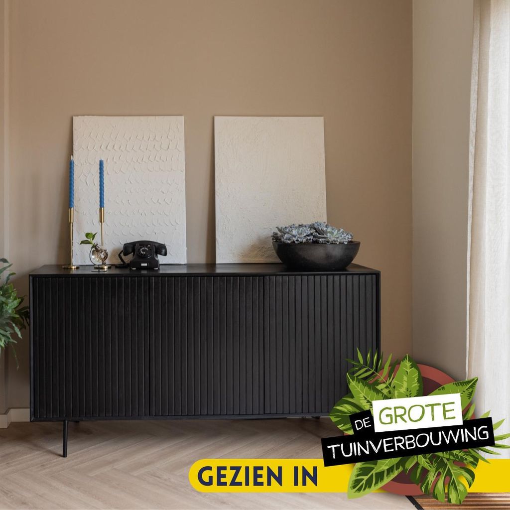 Sideboard Dimora Mangoholz Metall Schwarz 210 165 x 45 x 85 cm, Masse:210 cm X 45 cm