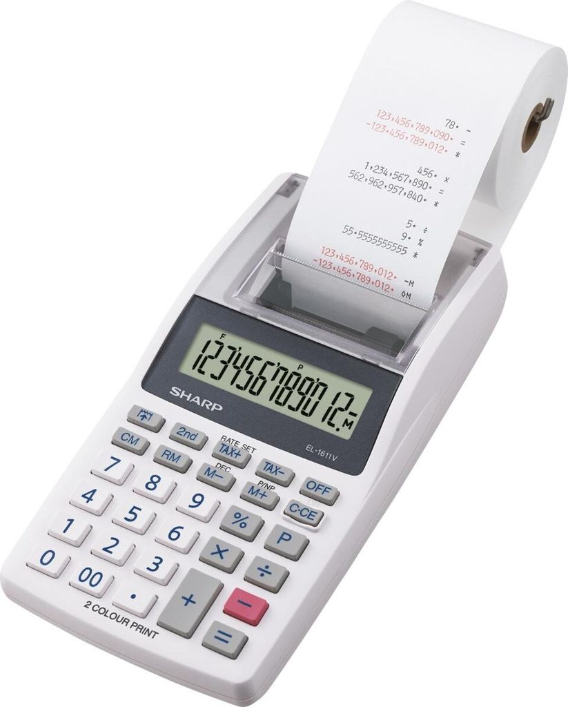 Calculatrice imprimante de bureau Sharp EL-1611 V blanche, Image du produit 