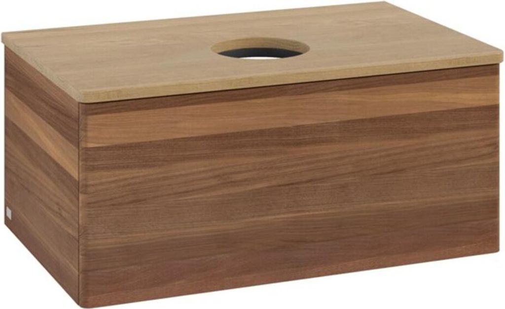 V&B Waschtischunterschrank ohne Frontstruktur -Beleuchtung Antao 80x36x50cm, WBP-farbe hon. Oa, w. walnut
