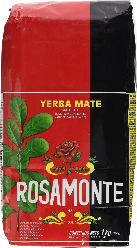 A bag of Rosamonte Yerba Mate tea.