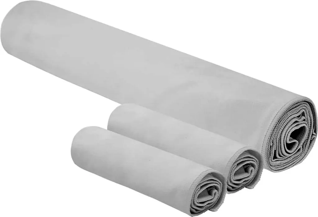 vidaXL Set 3 Asciugamani Sportivi Grigio: Microfibra Palestra e Viaggio