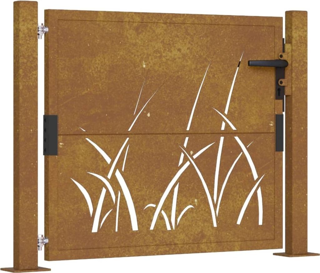 Gartentor 105x105 cm Cortenstahl Gras-Design