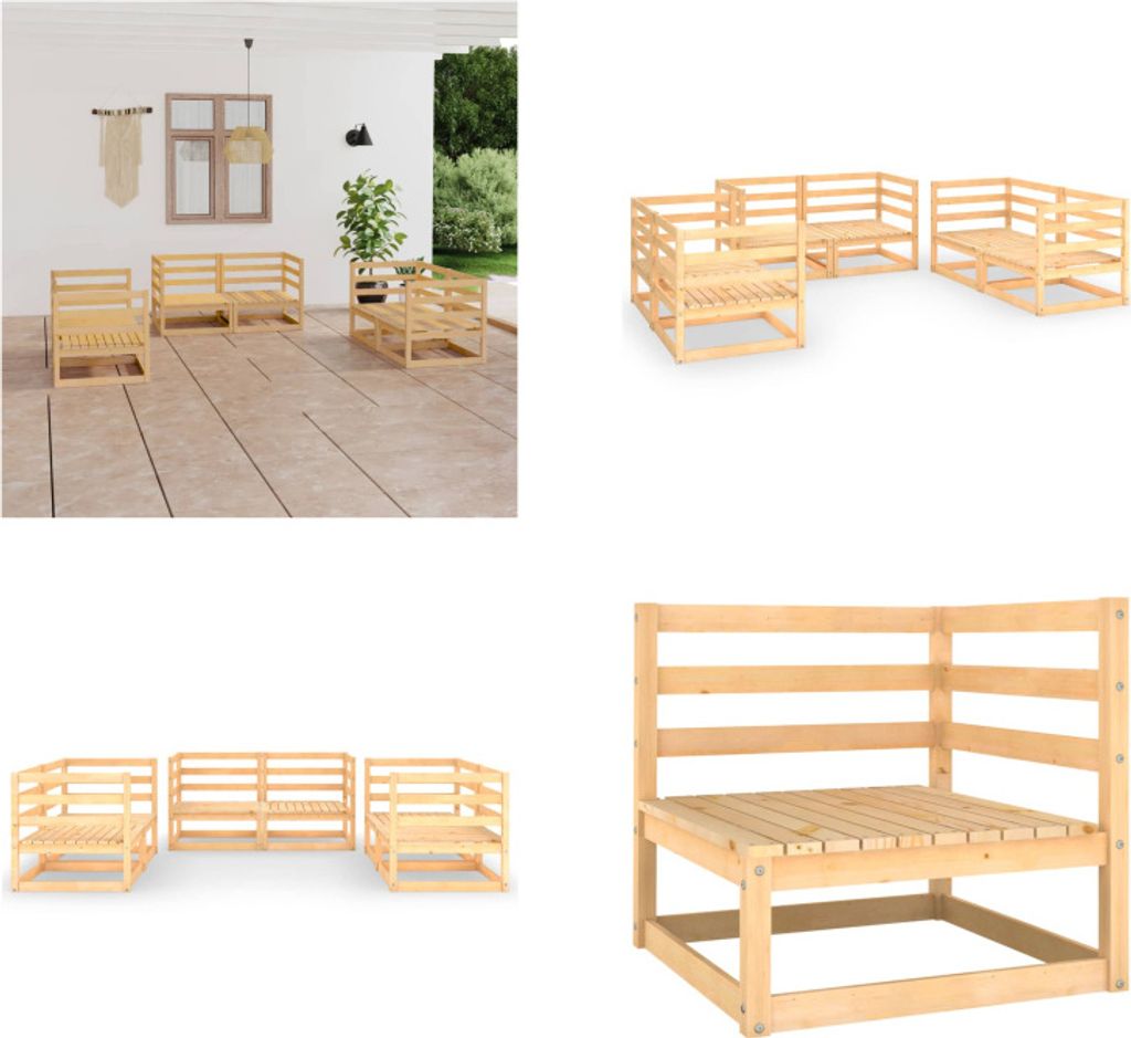 vidaXL 6 tlg. Garten Lounge Set Massivholz Kiefer - Garten-Lounge-Set - Garten-Lounge-Sets - Lounge-Set - Lounge-Sets