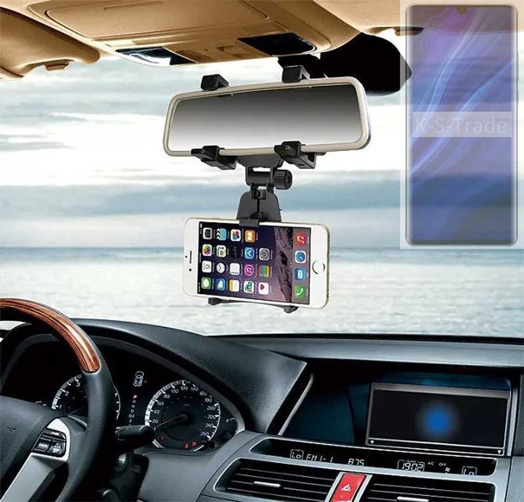 K-S-Trade Smartphone Halterung kompatibel mit Huawei P30 Pro New Edition Rückspiegel Halterung schwarz Auto Halterung KFZ Halter