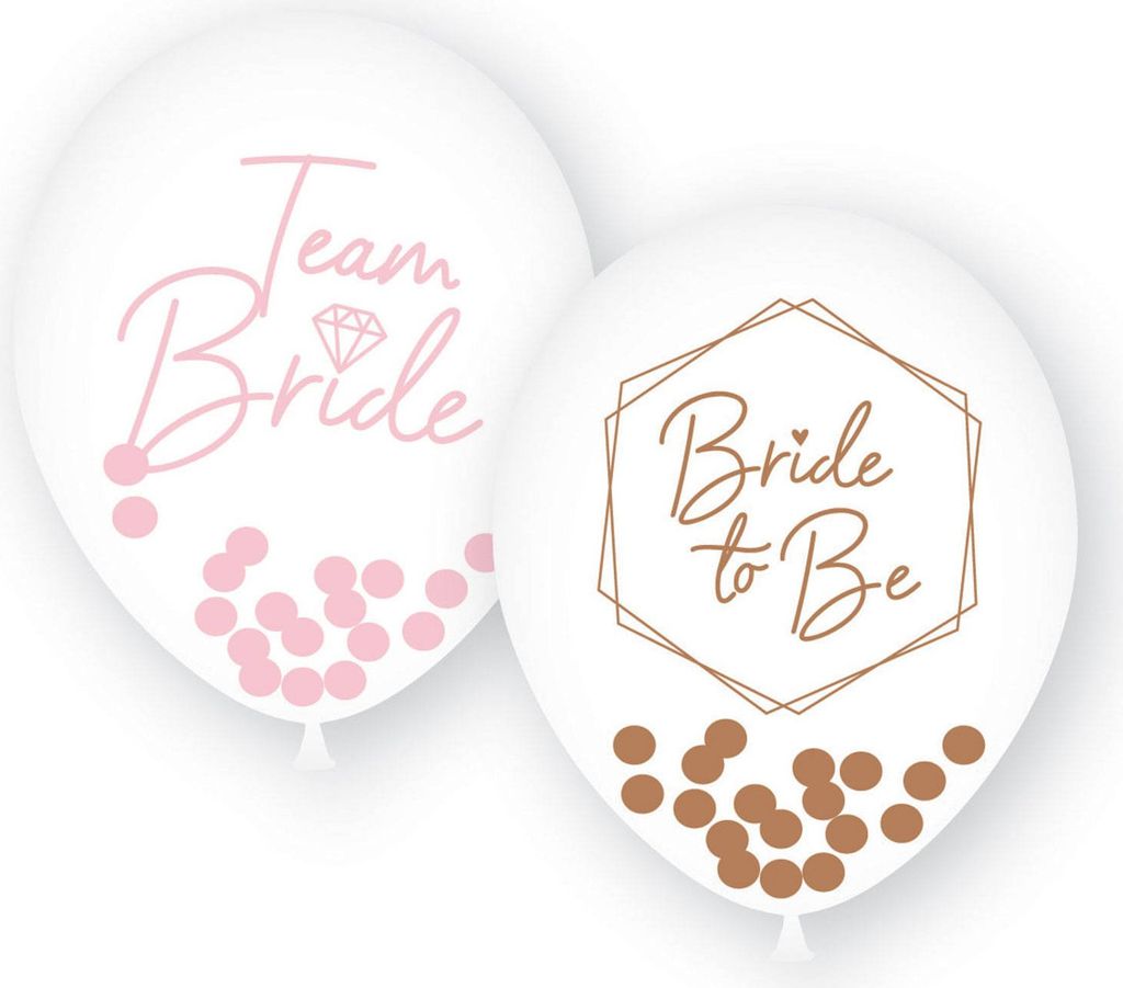 Transparente Luftballons mit der Aufschrift Team Bride, Junggesellinnenabschied, 28cm, 6 Stk.
