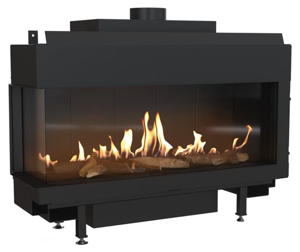 Kratki Gaskamin LEO 100 | Eckkamin links | 8,2 - 9 kW | Gasart wählbar