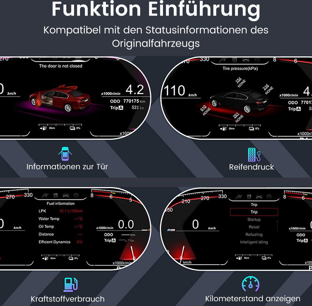12,3'' digitální přístrojová deska pro BMW řady 5 E60 E61 Obrázek produktu 6