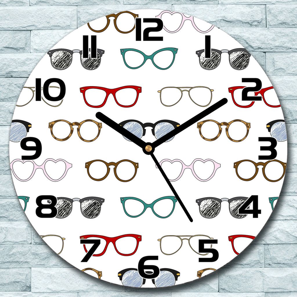 Wanduhr aus Glas Rund fi 30 Retro Bunte Brille Quarz Deko Schlafzimmer Büro