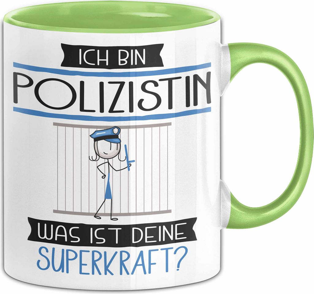 Polizistin Geschenk Tasse Ich Bin Polizistin Was Ist Deine Superkraft Geschenkidee Lustig Geburtstag Weihnachten (Grün)