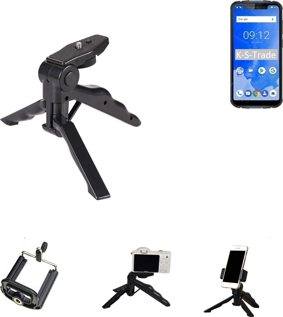 K-S-Trade Stativ Tisch-Ständer Dreibein Handy-Stativ Ständer kompatibel mit Ulefone Armor 5 Mini-Stativ Smartphone Tripod Handy-Stativ aus Plastik
