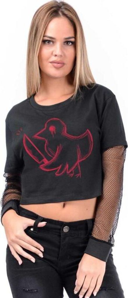 Outer Vision Langarmshirt Damen Duck It schwarz XXL