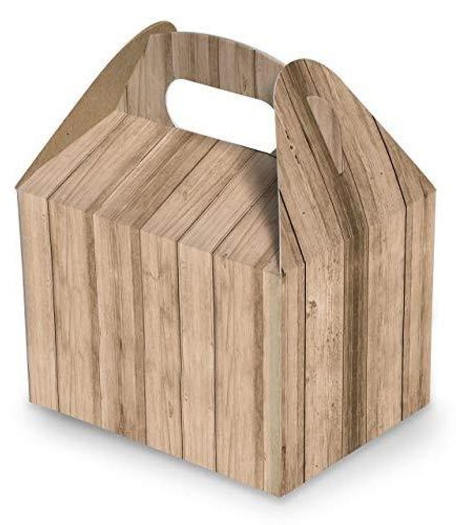 20 Stück Schachtel Lunchbox Geschenk-Karton hell-braun Holz-Optik 18,5 x 12,5 x 12 cm Geschenkschachtel Verpackung Weihnachten Geschenke Präsentb...