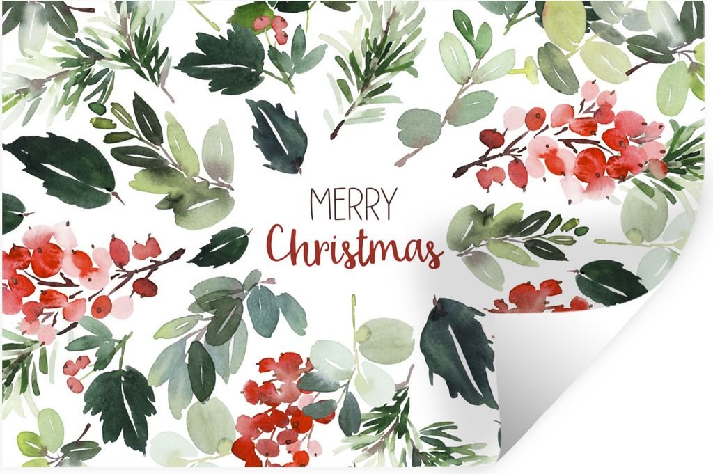 MuchoWow Wandtattoo Wandsticker Wandaufkleber Weihnachten - Zitat - Aquarell 120x80 cm Selbstklebend und Repositionierbar - Selbstklebend - Fotot...