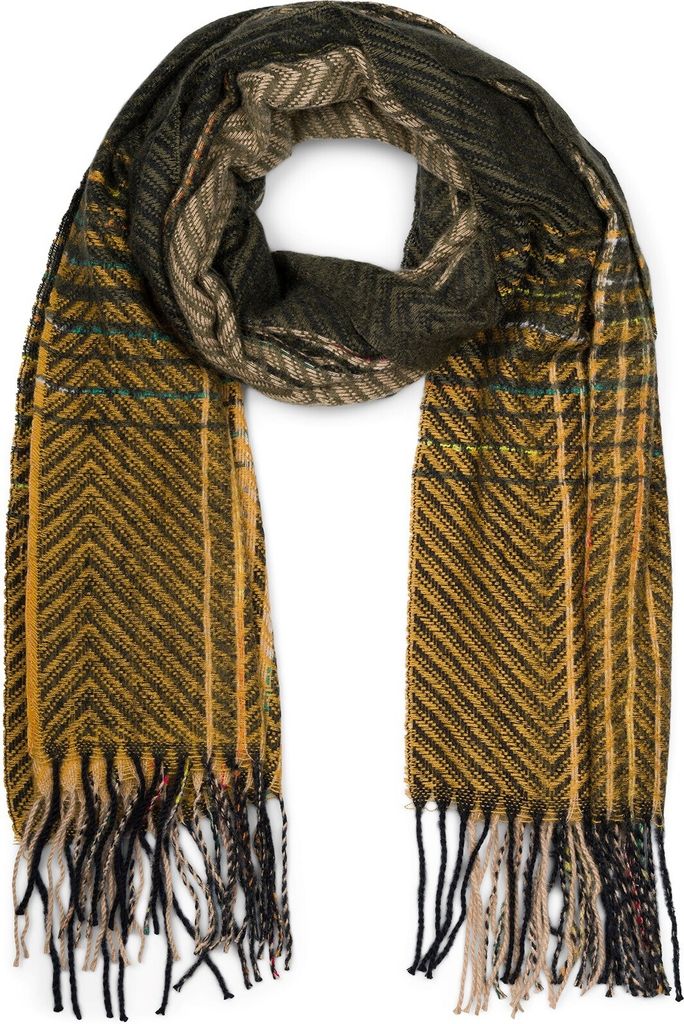 styleBREAKER Damen Feinstrick Schal mit bunt gestreiftem Produktbild 