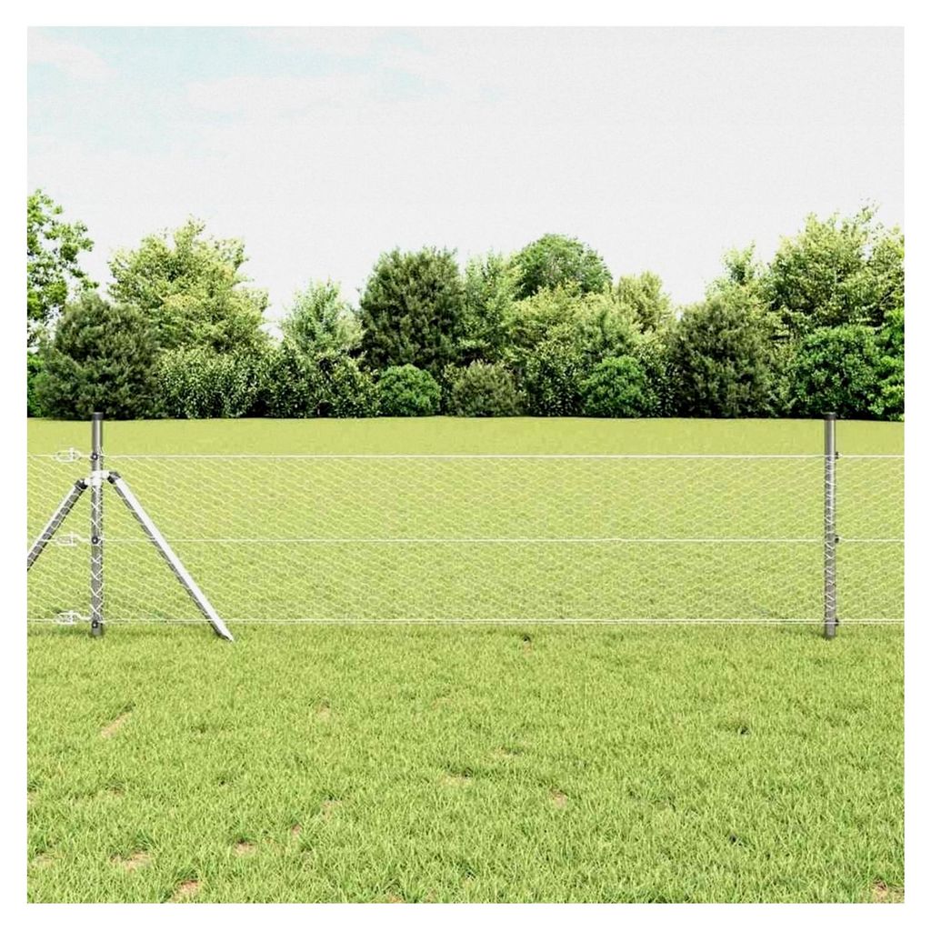Zaunpfosten Silber 50 x 0,6 m (25 mm Mesh) Stahl Gartenzaun für Hundezaun, Weidezaun, Gartenzaun und Hühnerzaun