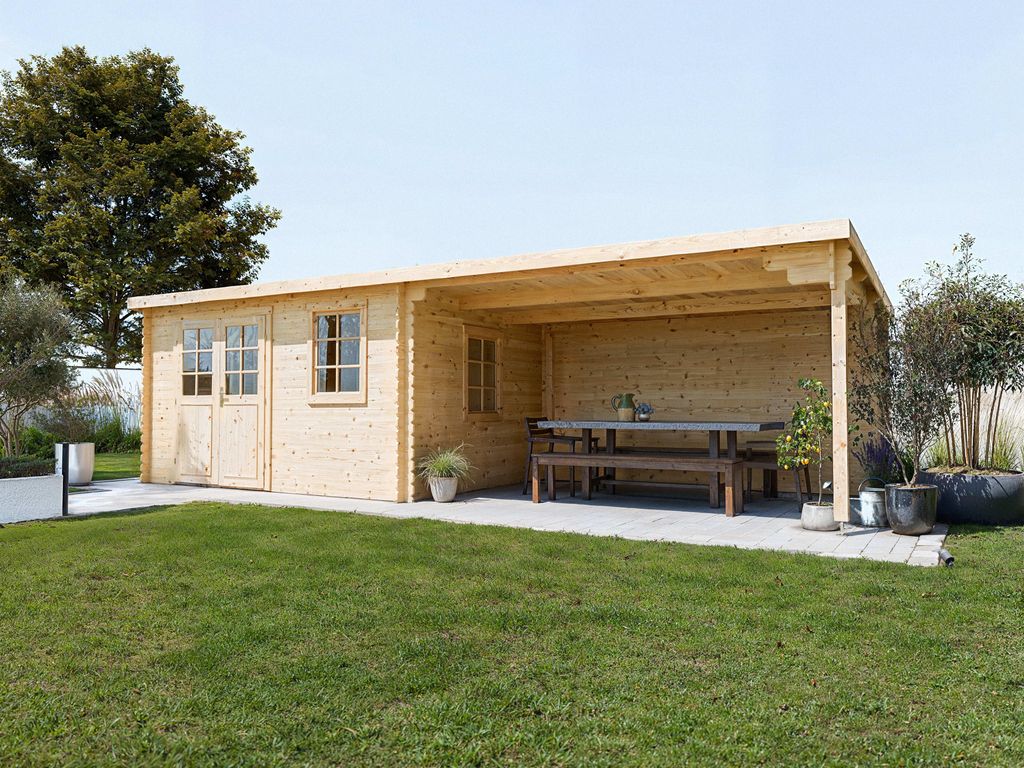 WOODTEX Naturbelassen Gartenhaus Blockbohlenhaus CA2988 28 Produktbild 