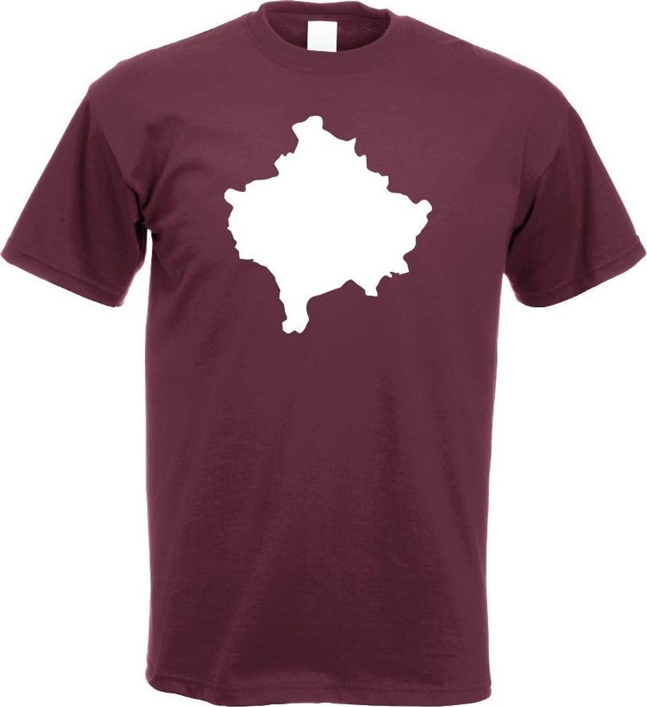Kiwistar - T-Shirt - Burgund - Kosovo Umriss Kontur Herren Funshirt Bedruckt Design Sprüche Spruch Motive - mit Motiv Bedruckt - Funshirt Design -...