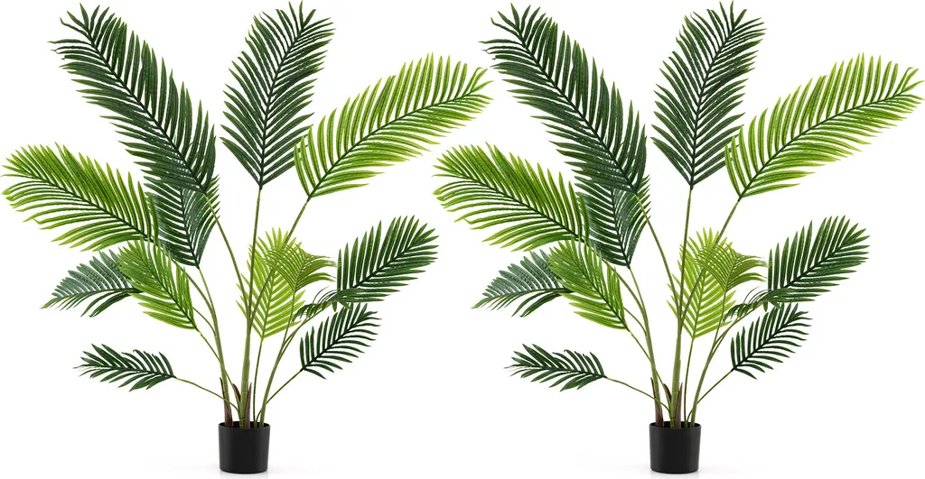 COSTWAY Set 2 Palme Areca Artificiali 140cm | Pianta Finta Interno
